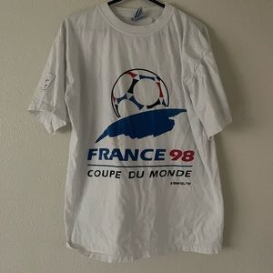 1994 ISL TM Men's France 98 Coupe Du Monde Graphic Logo T-Shirt White Size L/XL